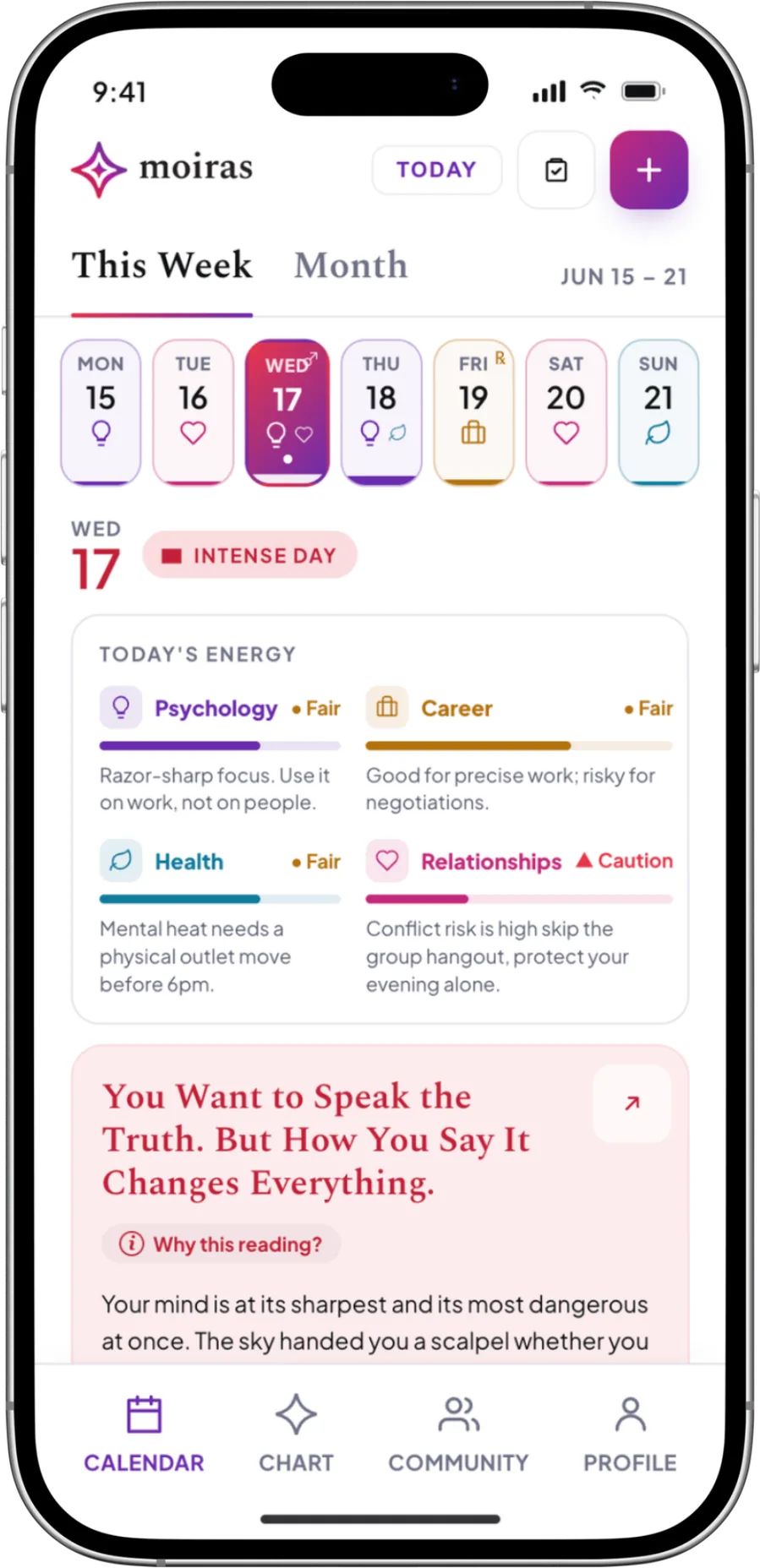 Moiras weekly calendar